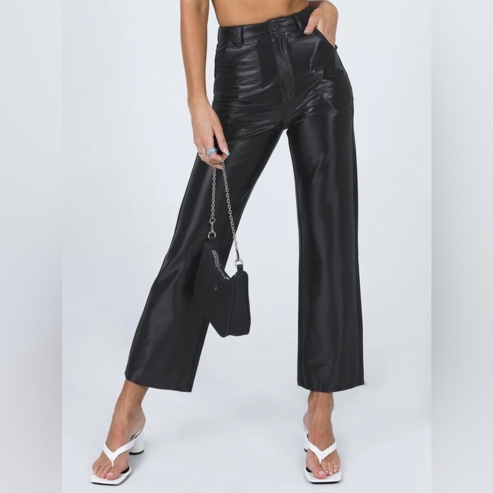Princess Polly Martha Shiny Suit Pants Black